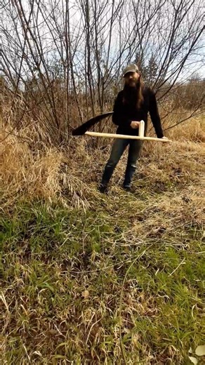 Testing the new snath I made #diy #wood #scythe #lawn #garden #compost