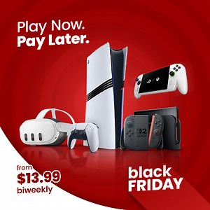 Prequalify for up to $5,000 in credit this Black Friday. Finance your PS5, Xbox, or Nintendo Switch with payments from $13.99 biweekly at MDG.com. | MDG
