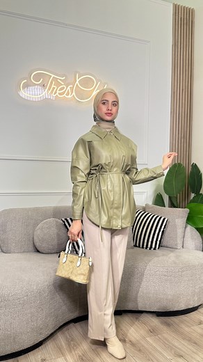 New leather tunic/jacket Sizes 38 40 42 44 46 Colors mint green beige Model wearing size 38 height 170cm 🌎🌎worldwide shipping available 🌎🌎 | Treschic boutique