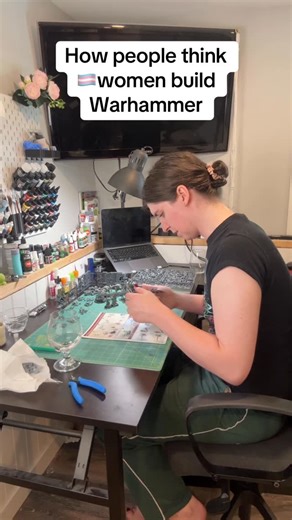 Serafina Fell on Instagram: "They will be more effective in battle if you do the voices while building them. #trans #transgirl #warhammer #lgbtq #tgirl"