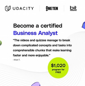 Black learners without 4-year degrees now have the chance to kickstart a rewarding career in Business Analytics. OneTen, BIT, and Udacity have teamed up to provide FREE scholarships to transform the careers of 1000s of Black individuals without a 4-year degree in 2023. ✔️ No previous experience required. ⚡️ Four months to complete. 🚀 Enjoy career advancement. 💸 Position yourself for high-paying work opportunities. This 4-month Fully-Funded Business Analytics Nanodegree Program leaves you job-r
