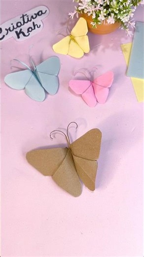 Como fazer borboleta com dobradura de papel #manualidades #papercraft #origami