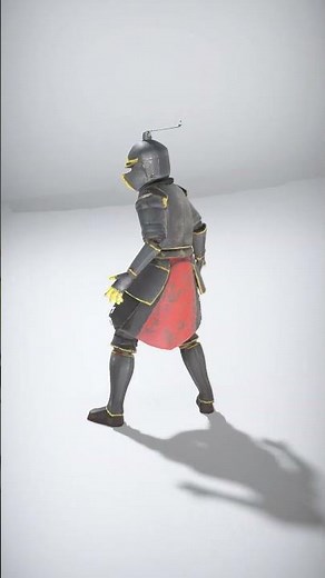 Medieval Knight in Armor with Red Accents - AI Rigged 3D Character