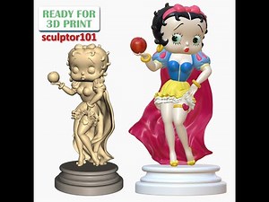 Fanart Betty Boop as Snow White 3D Sculpting Printing Ready Model by sculptor101