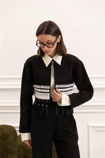 Wool Folklore Bolero, Cropped Vintage Jacket, Handmade Festival Coat, Unique Bohemian Cardigan - Etsy