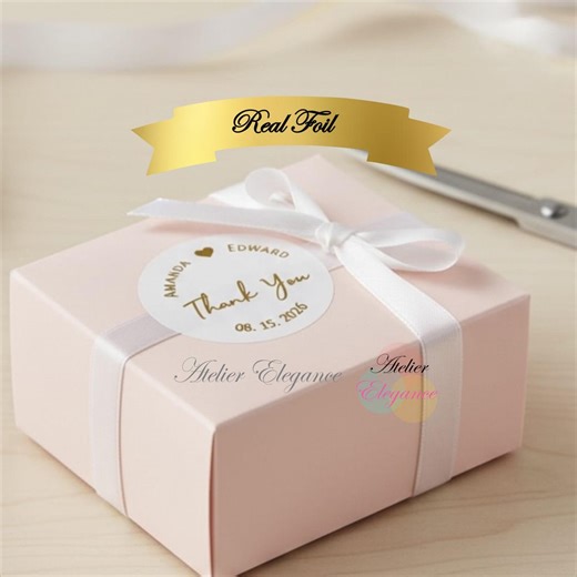 Foil Label, Round Labels, Custom Thank You Label, Any Name Date, Envelope Labels, Stickers, Customized, Wedding, Gold Foil, Favor, Gift ND3 - Etsy