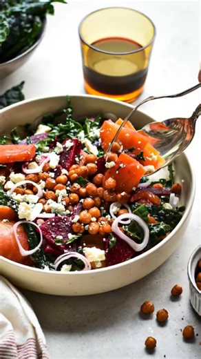 This roasted beet and kale salad is full of color and texture