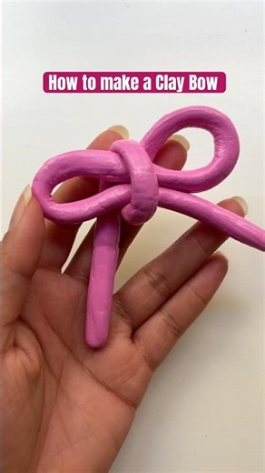 Easy to make clay bow #clayart #pinkbow #claycraft