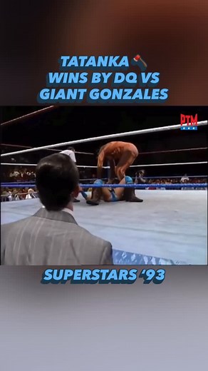 Tatanka takes on Giant Gonzales in a King of the Ring Qualifier Match on WWE Superstars. (1993) 🪓 #wwe #prowrestling #fyp #explorepage #wrestling | Pounding The Meat