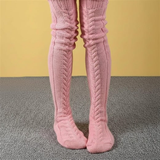 Warm Pile Socks European American Fashion Trendy Over the Knee Extended Knitted Long Woolen Women’s Cozy Winter Stylish Footwear Soft One - Etsy