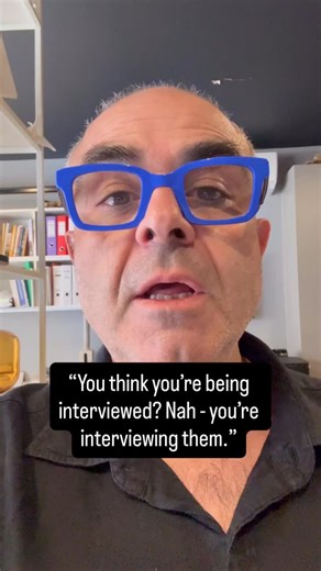 Everyone thinks an interview is about you trying to impress them. Wrong. Whether it’s a job, a client meeting, or getting your kid into a school — the interview goes both ways. Years ago, I was on the phone to a private school principal. He basically told me my son wasn’t good enough for their school. So I said, “Mate, you’ve just failed the interview.” He was stunned. But I meant it. I realised they weren’t right for us. And that’s today’s lesson. Stop showing up desperate to be liked. When you