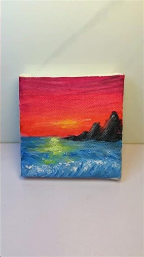 How to Paint a Dreamy Sunset Ocean 🌊 | Easy Acrylic Art #art #acrylicscenery #painting #drawing