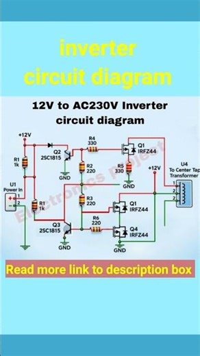 12v to 230v inverter circuit diagram #electronics #inverter #circuit #diagram