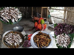 SMALL FISH cooking DIFFERENT WAY | how to cook small fish recipe with RED SHAK by santali mother