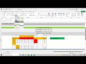 Simplex Method Tableau Practical in Excel