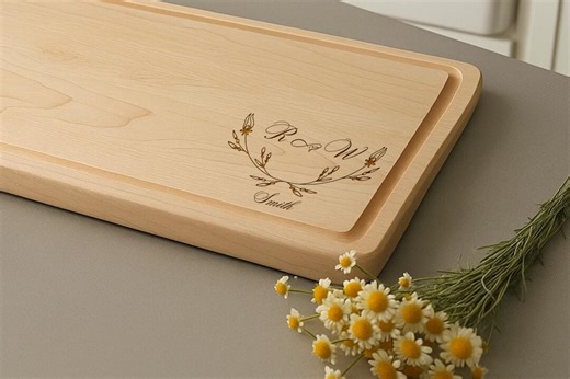 Custom Wood Cutting Board, Personalized Cutting Board, Monogram and Name Engraved Wedding Gift, Personalized Charcuterie Board, - Etsy