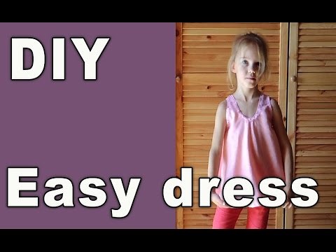 DIY Easy sew no pattern dress. Russian sewing.