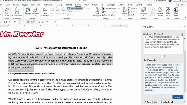 how to translate a word document to spanish