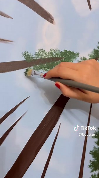 Peinture acrylique sur toile : Forêt en couleurs
