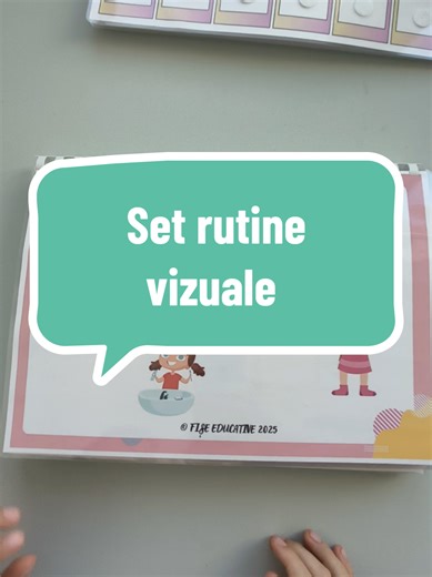 🌟 Set complet pentru rutine zilnice – 8 tabele și 120 cartonașe vizuale Perfect pentru: 🏡 Acasă – ajută copilul să urmeze pașii rutinei zilnice într-un mod clar și jucăuș 🏫 La grădiniță sau școală – sprijină copiii cu CES în organizarea activităților 🧠 La cabinetul de terapie – ideal pentru logopezi, psihologi și terapeuți ABA 📋 Setul include: 🧼 Mă spăl pe mâini 🚽 Merg la toaletă 🪥 Mă spăl pe dinți 👕 Mă îmbrac 🛁 Fac baie 🌞 Rutina de dimineață 🌤️ Rutina de după-amiază 🌙 Rutina de sea