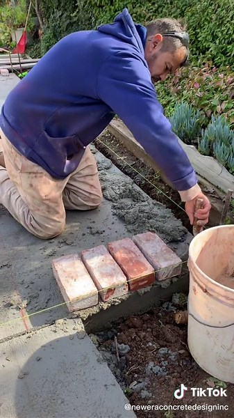 Installing Brick Patio Border with Mortar Joints