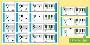 Bass Clef Piano Musical Note Recognition Loop Cards