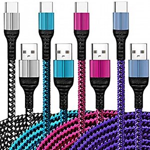 USB-C Cable:QQLIKE Charging 6FT 4Pack Power C Cord Braided Phone Charger USB A to Type C Charging Cable Fast USB C Charger for Samsung A10/A20/A51/Note 9 Note 8 S10 S10+,LG V50 V40 G8 G7