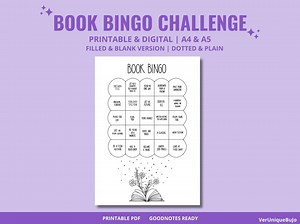Book Bingo Reading Challenge: Printable Tracker for Goodnotes (PDF Download A4/A5 Grid Options) - Etsy