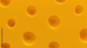 Moving Cheese holes. Realistic cheesy motion background. Seamlles loop.