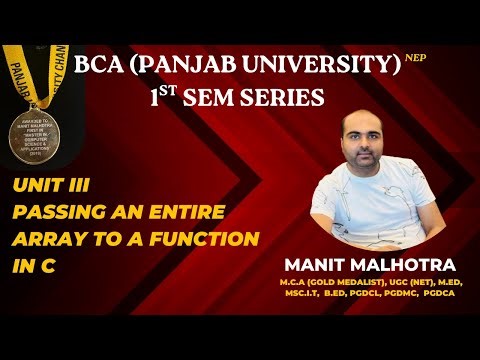 Passing an Entire Array to a Function in C Language | BCA Semester 1 | Panjab University Chandigarh