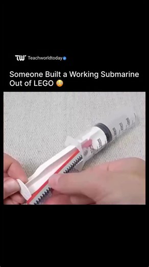 Teachworldtoday on Instagram: "The LEGO-powered mini submarine shows how basic engineering principles scale down. Gears transfer motion, sealed compartments manage buoyancy, and simple propulsion drives it forward underwater. The build prioritizes function over polish, focusing on balance, torque, and control within a tightly constrained space. More than a novelty, it proves that experimentation matters more than specialized tools. With the right constraints, even toy parts can demonstrate real-