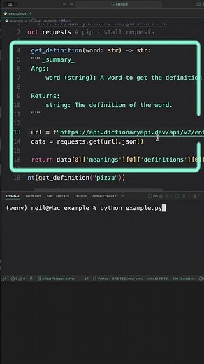 How to call a dictionary API using Python #shorts