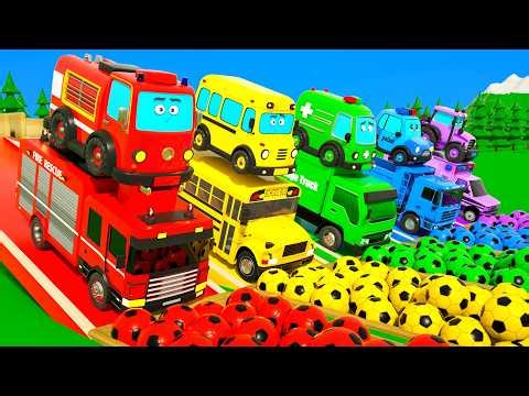 Baby shark + Wheels On the Bus song - Wheels shaped like soccer balls | Nursery Rhymes & Kids Songs