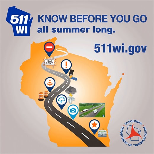 BE SUMMER READY: Road trips, beach days, concerts, even the daily commute – the Wisconsin DOT encourages you to make 511wi.gov or the 511 Wisconsin mobile app part of any summer travel plans. Get there safe, save time, reduce stress. Learn more at https://wisconsindot.gov/Pages/travel/511/summer-fun.aspx. | Wisconsin Department of Transportation