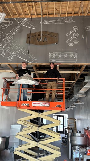 Pinup Coffee Co. | Specialty Coffee Roaster on Instagram: "Starting on the fun, custom projects for the new cafe 👀 This one still needs a couple finishing touches, and the cool backlighting on the Virginia Beach sign plugged in, but we are so excited and proud to share a little sneak peek! We’ve got a few more SUPER cool design features in work, but for now - we are grateful to be on the ground 😂 A huge THANK YOU to: @brandtcreativeco for the idea @slimsimpson1 for the sick metal sign @ Nick D