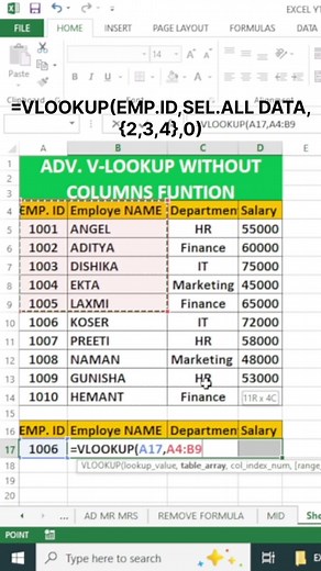 ⚡ Advanced VLOOKUP Trick You’ve Never Seen Before! #exceltutorial #excel #trending #microsoft #viral