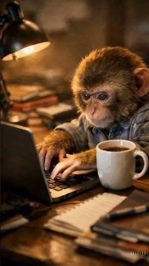 “Monkey on the Laptop”#ai video #ai animation #animals #shorts