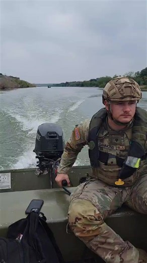 882K views · 40K reactions | Texas Army National Guard Soldiers assigned to Operation Lone Star use boats to patrol the Rio Grande River. The persistent patrols contribute to the significant decrease in illegal crossings in this area. The Texas National Guard is dedicated to preventing, deterring, and interdicting transnational criminal activity along the Texas border with Mexico. | Texas Military Department | Facebook