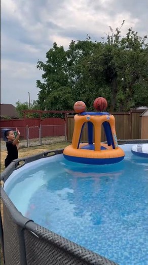 Fun pool day with a splashy basketball challenge! #basketball