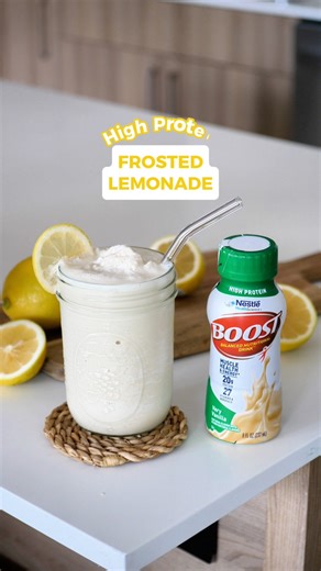 Try this protein-packed frozen lemonade recipe to keep you cool this summer. ☀️️🍋 | Boost Nutritional Products
