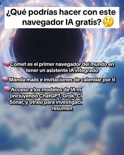 65K views · 39 reactions | Navegador Comet – automatización total para ti:﻿  Resume contenidos de video importantes﻿ 粒 Limpieza automática de archivos y pestañas inactivas﻿ ️ Agrupa tus pestañas por proyectos﻿ #Comet #Perplexity #AI #PerplexityAI #CometBrowser | Perplexity AI | Facebook