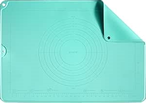 Silicone Dough Rolling Pastry Mat: U-Taste 19.7"x27.6" Extra Large Food Grade Non Stick Baking Sheet, 4mm Thick Non Slip for Kneading Prep Making Pizza, Fondant, Pie Crust with Measurement (Aqua Sky)