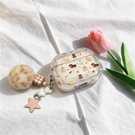 Clear Girly Airpods Case, Cute Dog Pattern Airpods Case, Puppy Theme Airpods Case With Fuzzy Pom Pom, Case for Airpods1,2,3,4,pro,pro 2,pro3 - Etsy