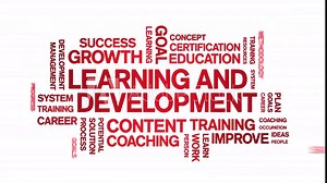 4k Learning and Development Animated Tag Word Cloud;Text Design Animation typography seamless loop.