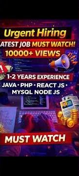 #Latest #react.js #Developer #Jobs for #Fresher | 1–2 Year #Experience | #Urgent Hiring