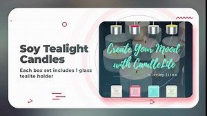 Soy Tealight Candles Unscented - 36 Premium Long Burning Tealights Candles, 1-Inch Tall White Non Scented Candles Set + Complimentary Glass Tea Light Holder