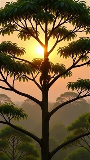 || monkey 🐒 climbs a tall tree || #monkey #tree #climbing #shorts #shortsfeed #kids #monkeyforest