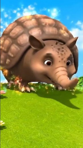 Funny Giant Armadillo Rolling Cartoon 🐾 | Kids Animal Short #shorts