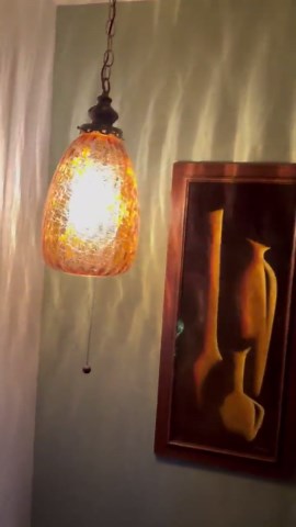 Retro Crackle Amber Glass Swag Lamp - Etsy