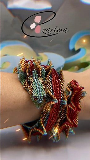 2024 Year of the Dragon 🐉🐲: Intermediate/Advanced Beaded Red Dragon Bracelet Tutorial #beadwork